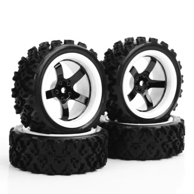 4X 1/10 RC Rally Tires and Wheel Rim D5NWK For HSP HPI 1:10 Off Road Racing Car  - Image 1 of 4