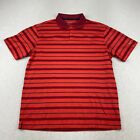 Nike Shirt Mens L Tour Performance Golf Polo Dri Fit Striped Short Sleeve Red
