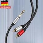 6.35mm Male to 2RCA Male Adapter Cable Audio Y-Splitter Cable Insertion Cable