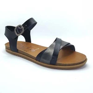 BLOWFISH MALIBU Monti B - Womens/Ladies Vegan Ankle Buckle Flat Sandal Black - Picture 1 of 8