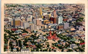 TULSA, Oklahoma OK lino vista pájaro - Postal - Imagen 1 de 2