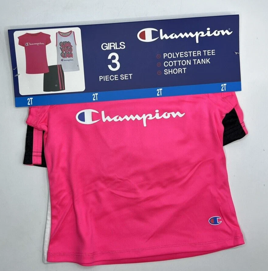 Champion 3-Piece Outfit Set Girl 2T Polyester/Cotton T-Shirt Tank & Short