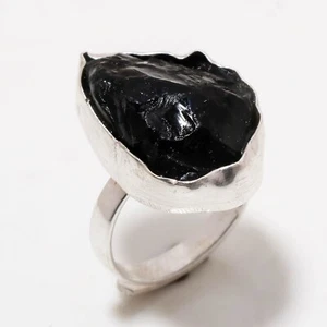 925 Sterling Silver Natural Black Onyx Gemstone Handmade Ring Jewelry Adjust. - Imagen 1 de 3