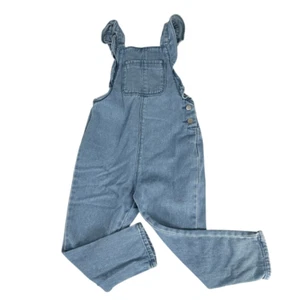 Zara Light Wash Denim Overalls Ruffle Straps 4-5 years - Picture 1 of 10