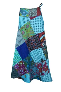 Boho Patchwork Wrap Around Skirt Printed Cover Up GYPSY HIPPY CHIC Sarong Dress