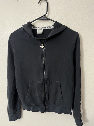 UNDERCOVER Felpa con cappuccio ROSA Victoria Secret full zip donna taglia small nera senza coulisse