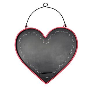 Chalkboard 11 x 10 Black Red White Heart Shape Chalk Holder Hanger Valentines
