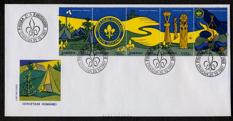 1997 Boy Scouts,Wooden Totem,Pfadfinder,Scoutisme,Scauta,Romania,Mi.5281, FDC - Image 1 of 1