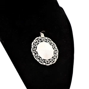New Round Greek Key Disc Blank Sterling Silver Char - Picture 1 of 2