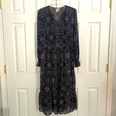 H&M Divided Maxi Dress Sz 10 Rose Dark Cottagecore  Vamp Goth Whimsygoth Fairy - Image 1 of 4