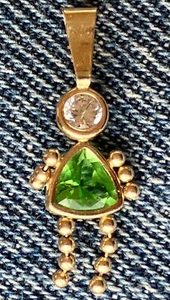 14k yellow gold GREEN & CZ May birthday child pendant charm, Mother’s Day Gift? - Picture 1 of 3