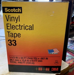 Bulk Box (10)-3M-Scotch -Vinyl Electrical Tape 33 - box of 10 - 1 1/2" x 44 Feet - Picture 1 of 1
