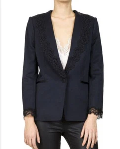 Blazer nero stretch smoking stretch da donna The Kooples taglia EU 32 US XXS - Foto 1 di 12