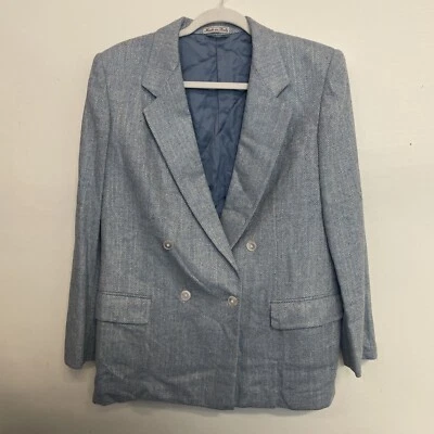 Blazer de Colección Para Hombre Burberry 100% Seda Azul Espiga Doble Pecho EU 44 Foto 1 de 4