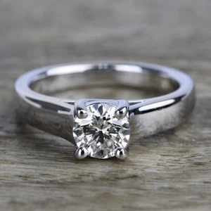 Solitaire 1.00 Carat SI1/H Round Cut Natural Diamond Engagement Ring White Gold - Picture 1 of 5