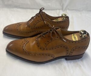 Barker Black Archdale Tan Full Brogue Wingtip Oxfords  10 US Size