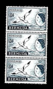 BERMUDA - 1953/58 - Serie ordinaria. Regina Elisabetta - 6 d. - Striscia di tre - Picture 1 of 1