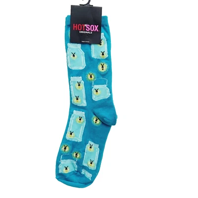 Hot Sox Calcetines Crew Mujeres Niño Aligeramiento Bichos Luciérnaga Bayou Tarro de Albañil Azul Tiana Foto 1 de 4