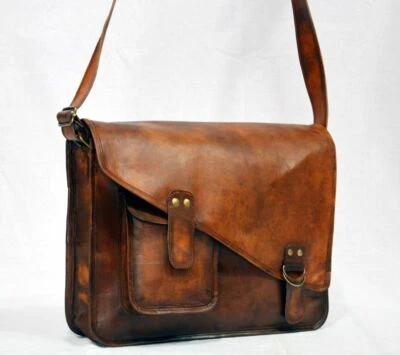 Bolso Cuero Vintage Escuela Mensajero Hombro Hombres Cartera S Laptop Maletín Nuevo Foto 1 de 4