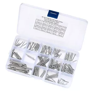 150pcs 304 Stainless Steel Cotter Pin Split Pins Assortment Kit Straight Hairpin - Picture 1 of 7
