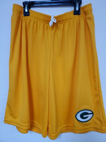 0725 Mens NFL GREEN BAY PACKERS Polyester SHORTS GOLD GREEN BLACK New Cover