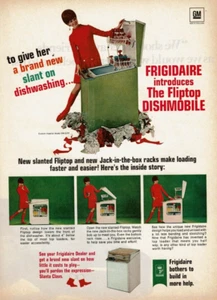 1968 Vintage Print Ad Frigidaire introduces The fliptop dishmobile dishwashing - Picture 1 of 2