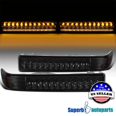 Fits 1998-2004 Chevy S10 98-05 Blazer GMC Sonoma Smoke LED Bumper Lights Signal - Image 1 of 4