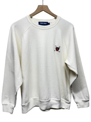 Sudadera De Colección Polo Golf Ralph Lauren Hombres Talla L Blanco Cresta Golf Hecha en EE. UU. 90s Foto 1 de 4
