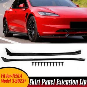 Panel de moldeo de labios de extensión de faldones laterales negro brillante para Tesla Modelo 3 2023-2025 - Imagen 1 de 13