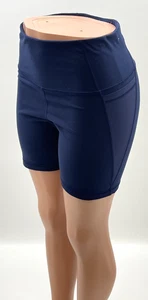 Pantaloncini bici donna blu navy Old neri vita alta taglia large 6" - Foto 1 di 9