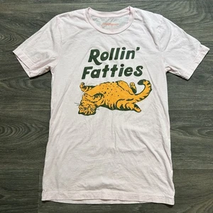 Rollin' Fatties Cat Shirt Small Pink Tee Funny Kitty Graphic Festival T-Shirt - Picture 1 of 6