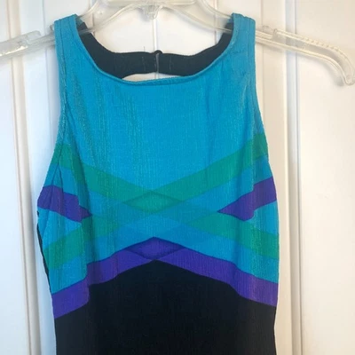 Vintage Jantzen Swimsuit One Piece 80s 90s Geometric Color Block Classic Size 14 - Image 1 of 4