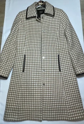 Abrigo Coach Pata de Gallo de Lana Marrón con Detalle de Bloqueo Giratorio Talla L Foto 1 de 4