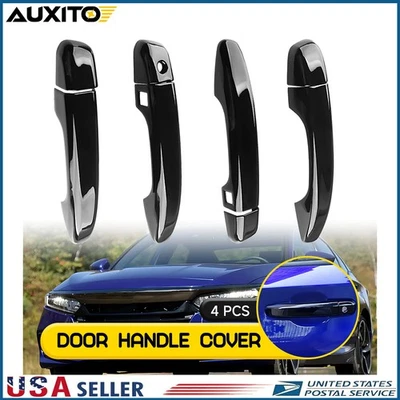 Cubierta de manija de puerta de coche negro brillante con llave inteligente 4 piezas para Honda Accord 2018-2022 Foto 1 de 4
