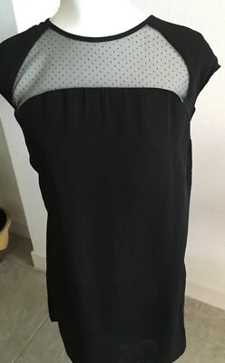 Ro & De Woman's Size Large Black Cap Sleeve With Sheer Top Neckline Dress NWT - Image 1 of 3