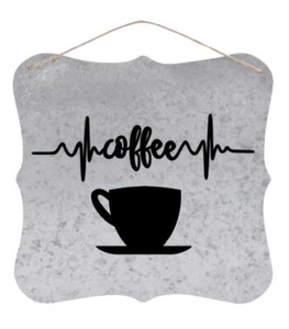 Latido del corazón de café - placa de pared galvanizada - Imagen 1 de 1