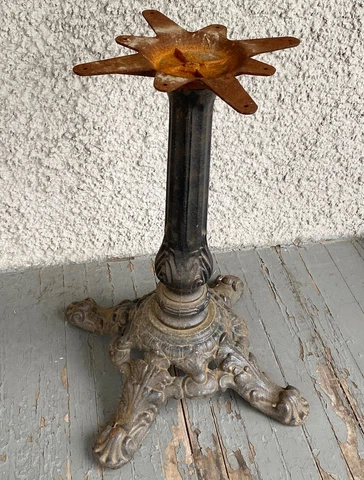 Antique Cast Iron Fancy Column & Four Claw Feet Coffee Table Base Stand Cover