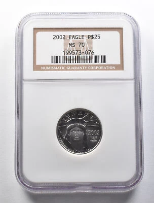 MS70 2002 $25 American Platinum Eagle 1/4 oz Platinum NGC *5649 - Image 1 of 3