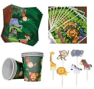 Safari Jungle animali decorazione festa compleanno forniture festa tazze, tovaglioli, borsa - Foto 1 di 18