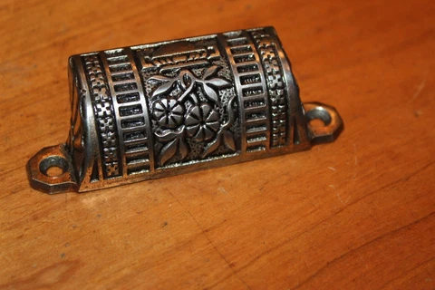 Refurbished Antique Victorian Cast Iron Bin Apothecary Cupboard Pull L-131 Cover