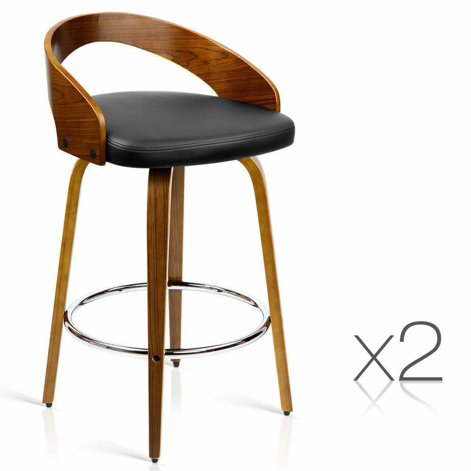 Artiss BA-TW-8565-BKX2-AB 2 Pieces Wooden Bar Stools - Black