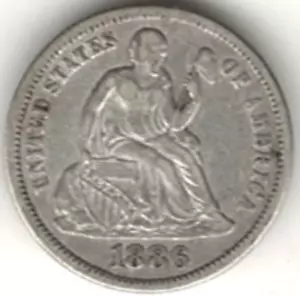 1886 SITZENDER FREIHEITSGROSCHEN IN EXTRA SCHÖNEM ZUSTAND. stk s 100 - Bild 1 von 4