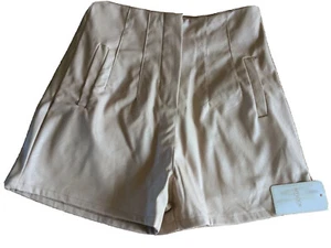 Ladies MY LOOK Italy Leather Look Beige Shorts UK Medium 28” Waist T6895/6 - Afbeelding 1 van 3