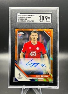 Sven Botman 2021-22 Topps Chrome UEFA #CA-SB Orange Lava Refractor Auto SGC 10/9 - Picture 1 of 3