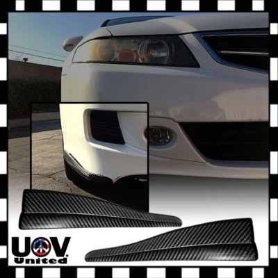 2PC Carbon Fiber Front Rear Bumper Corner Lip Side Strap Guard Scratch Protector - Image 1 of 4