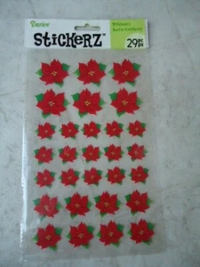 Darice Stickerz Poinsettia Stickers 29 Pieces Graduated Sizes Largest 1 ¼” Small - Picture 1 of 2