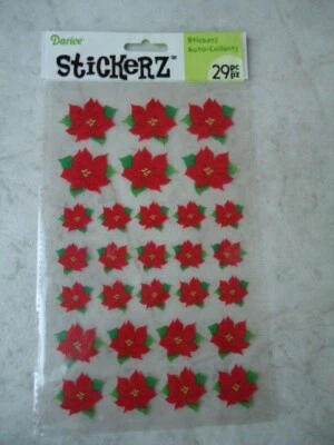 "Pegatinas Darice Stickerz Poinsettia 29 piezas tamaños graduados más grandes 1 1/4"" pequeñas" Foto 1 de 2