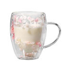 Double Walled Glass Coffee Mugs 350Ml Clear Double-Layered Dried Flower Cups