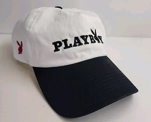 Playboy Bunny Snapback White Hat w/Black & Red Embroidery Baseball Cap - Picture 1 of 7