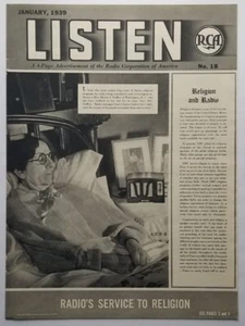 Escucha Religión y Radio 1939 Anuncio de 4 páginas de RADIO CORP. de AMÉRICA - Imagen 1 de 3